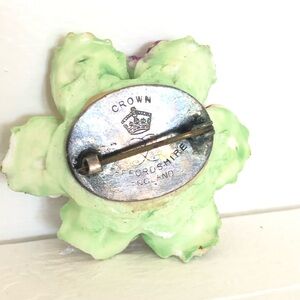 Crown Green Flower Clip Earrings